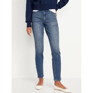 Old Navy Wow Straight Ankle Jeans Womens 10 Short Blue Medium Wash Stretch NEW